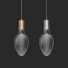 Realistic bulb in retro style, lamp looks good on dark substrate, Vector EPS 10 format