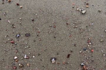 Detailed close up view on a brown sand ground texture in high resolution