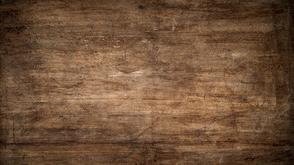Fototapeta premium Textur einer alten, zerkratzten Platte aus Holz als Hintergrund