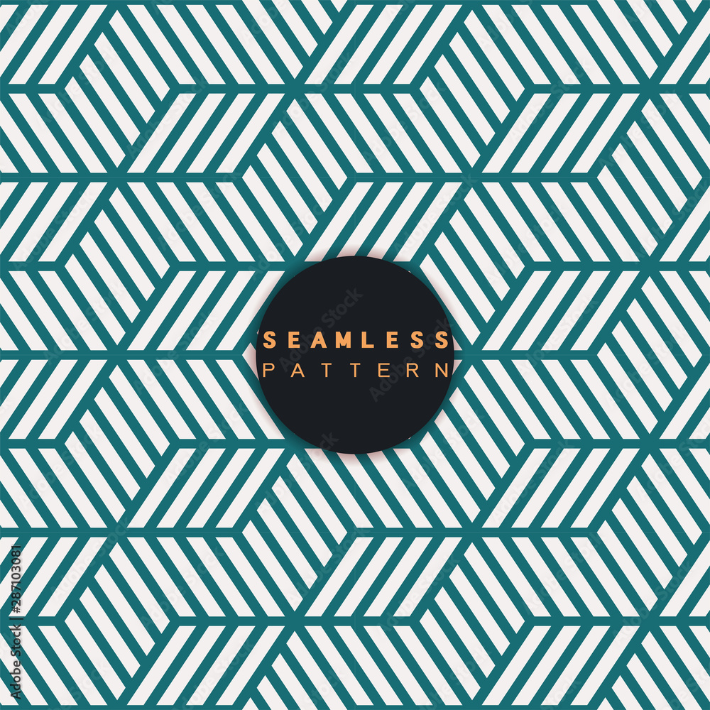 Poster vector seamless pattern. repeating geometric tiles with linear cube and hexagon grid. modern stylish