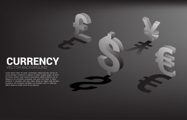 Vector money currency icon 3D with shadow. Concept for financial and banking.