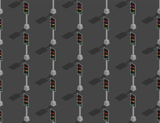 Traffic Light 3D isometric seamless pattern, Transportation concept poster and social banner post design illustration isolated on grey background with copy space, vector eps 10