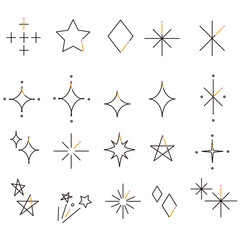 3色の線画のキラキラ　黒