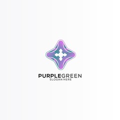 Purple Green Abstract Gradient Logo Template