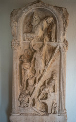 Ancient Greek Funerary Stele That Shows the Descent to Hades