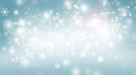 white bokeh blur background / Circle light on blue background / abstract light background