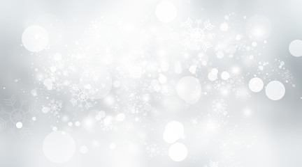 white snow blur abstract background. Bokeh Christmas blurred beautiful shiny Christmas lights