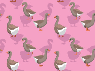 Domestic Goose Toulouse Cartoon Background Seamless Wallpaper