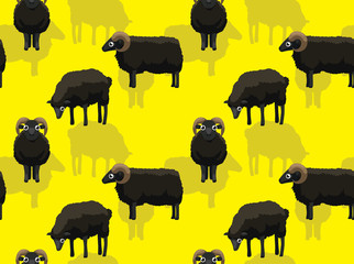 Sheep Black Welsh Cartoon Background Seamless Wallpaper