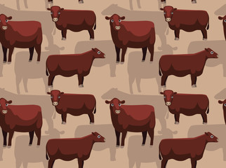 Fototapeta premium Cow Red Poll Cartoon Background Seamless Wallpaper
