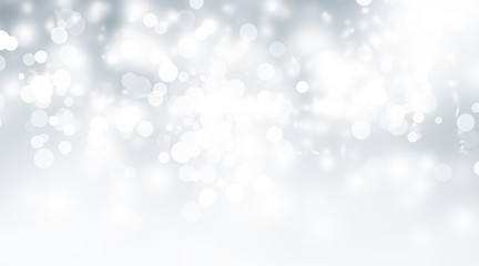 white and gray snow blur abstract background. Grey Bokeh Christmas blurred beautiful shiny Christmas lights