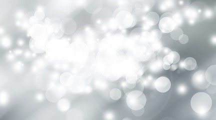 white and gray snow blur abstract background. Grey Bokeh Christmas blurred beautiful shiny Christmas lights