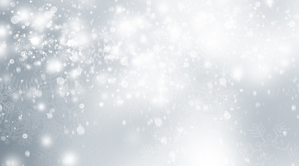white snow blur abstract background. Bokeh Christmas blurred beautiful shiny Christmas lights