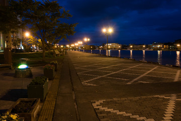 Obraz premium 河川敷公園の夜景 釧路