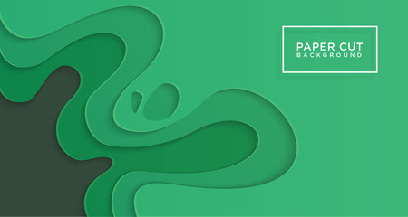 Fototapeta premium 3D horizontal background of green paper cut, vector illustration