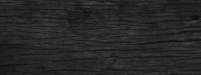 Wood black background long. Dark texture blank for design