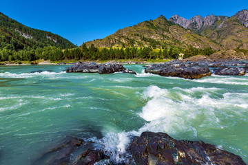 Elandinskaya the rapids on the river Katun. Gorny Altai, Siberia, Russia