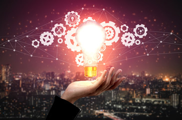 Innovation Technology for Business Finance Concept. Modern graphic interface showing symbol of...