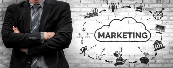 Digital Marketing Technology Solution for Online Business Concept - Graphic interface showing...