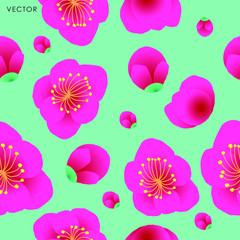 Plum blossom seamless pattern, Vector illustration design element