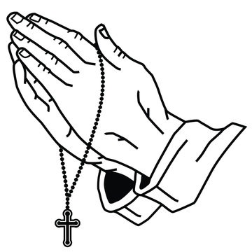 Hands Praying with Rosary.