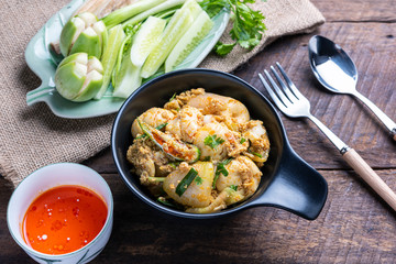 Fried with Egg Sausage in yellow curry , Stir-fried Egg Sausage curry