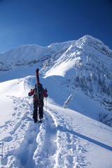 Naklejka na ściany i meble backcountry skier hiking