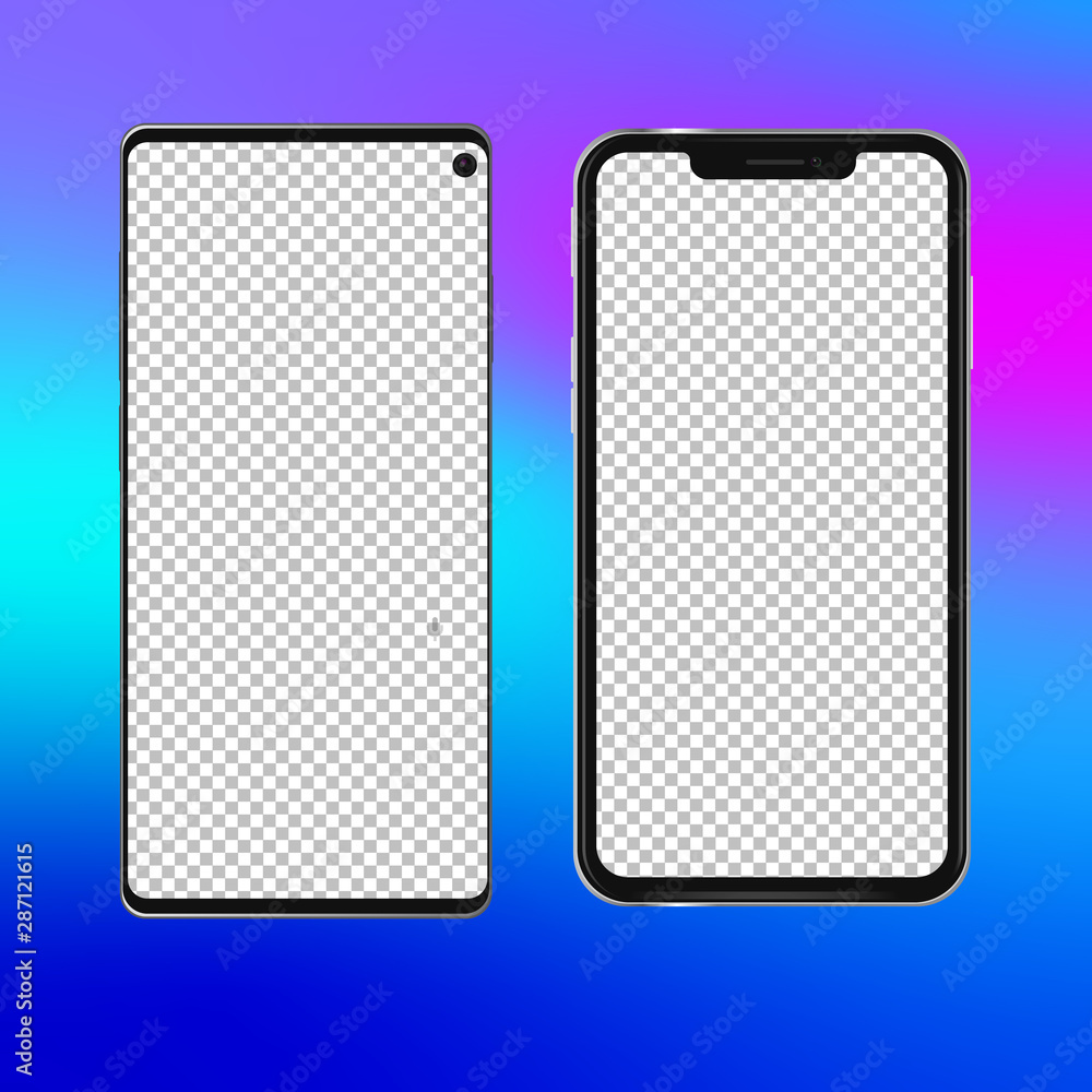 Poster realistic phone screen template no notch front view smart-phone mobile device. modern isolated detai