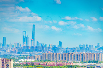 Overlooking the town side of the suburbs of Shanghai