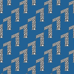 Seamless vector patterns with number one on a blue background