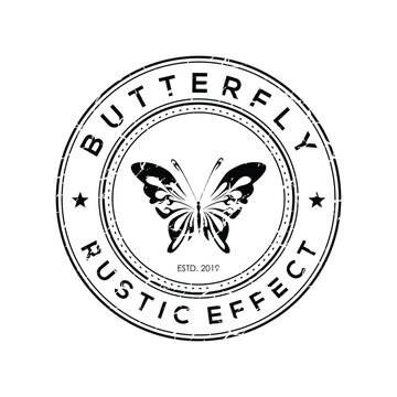 Butterfly Rustic Effect Vintage Logo