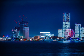 横浜みなとみらいの夜景（全館ライトアップ時）