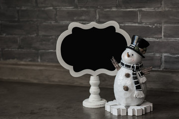 holiday snowman with chalkboard
