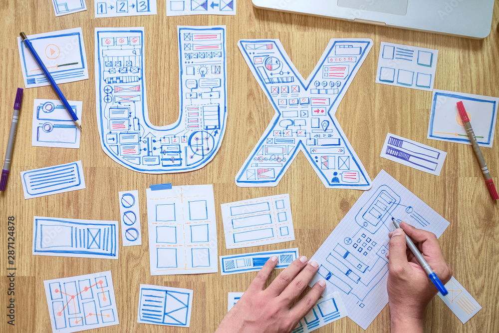 Poster ux designer creative prototype graphic planning application development for web mobile phone . user 