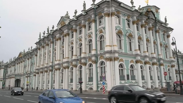 ST. PETERSBURG, RUSSIA - AUGUST 5, 2019: Winter Palace side facade early on a summer morning