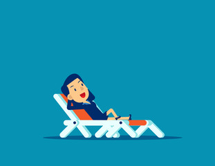 Office man relaxing. Concept business holiday vector illustration, Kid business, Blue colour collection, Flat cartoon style design, Isolate