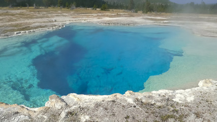 sapphire spring in yellowstone national park, usa