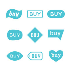 Buy sign and sticker, sale tag, red purchase button