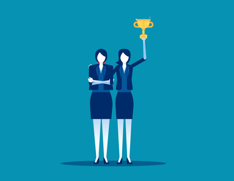 Friendship and prize. Concept business colleagues vector illustration, Partnership, Teamwork