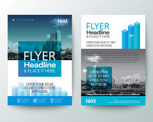 abstract blue isometric shape graphic with space for photo background. Brochure cover Flyer Poster design Layout vector template in A4 size