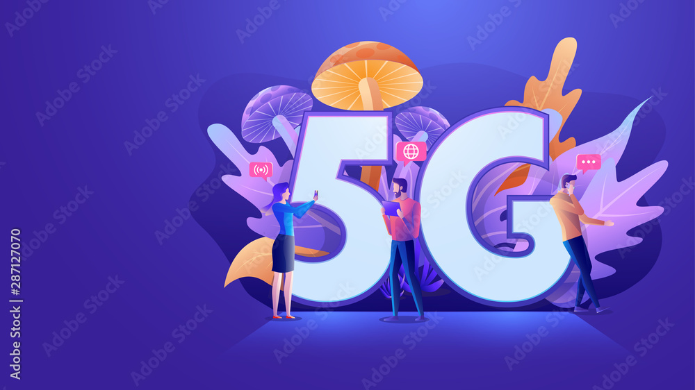 Poster flat design 5th generation of internet, 5g network wireless with high speed connection, developer te
