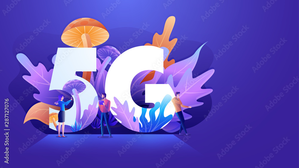 Poster flat design 5th generation of internet, 5g network wireless with high speed connection, developer te