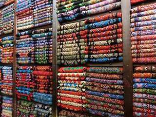 Colorful clothes in the market, Amman, Jordan, Middle East