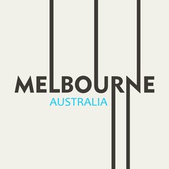 Image relative to Australia travel theme. Melbourne city name in geometry style design. Creative vintage typography poster concept.
