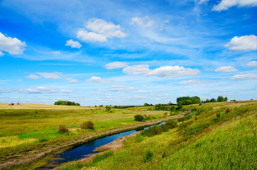 Fototapeta na wymiar Sunny landscape with river