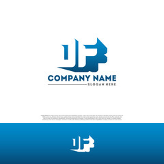 Obraz premium DF D F Letter Initial Logo Design in shadow shape design concept.