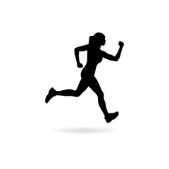 Fototapeta na wymiar Healthy running. Silhouette healthy runner. Abstract running woman