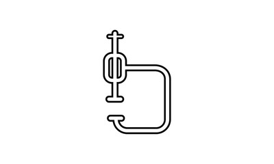 C-clamp icon for securing and construction work