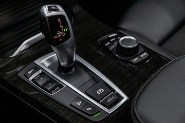  Close up of the shot automatic transmission gear stick