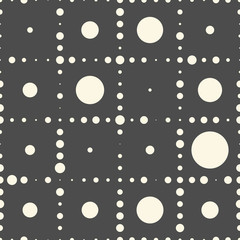 Seamless Black and White Wallpaper. Decorative Chaotic Circle Pattern